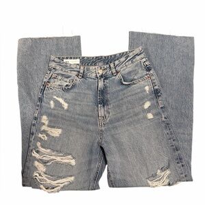 Zara Distressed Wide Leg Women's Jeans